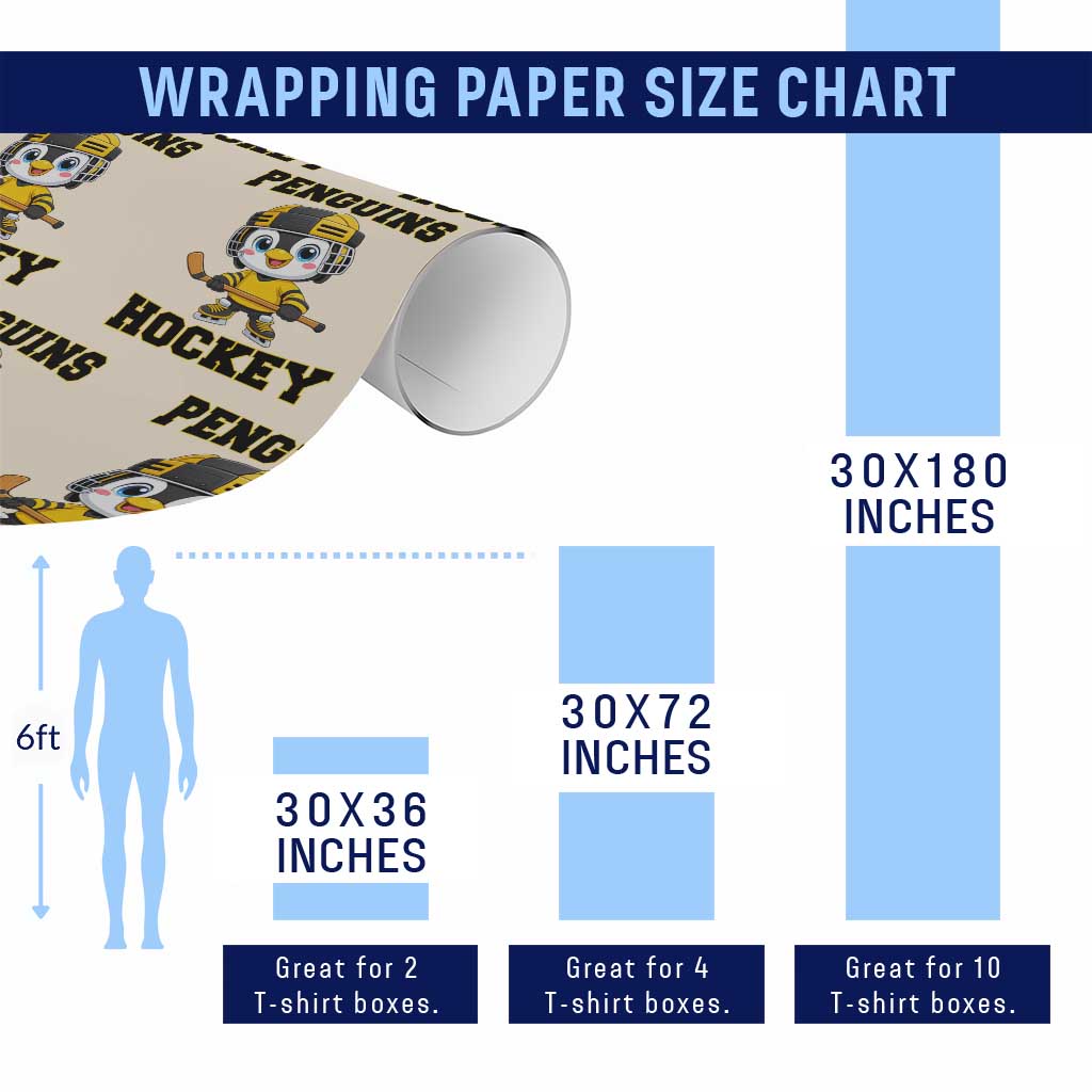 Funny Penguin Playing Ice Hockey Wrapping Paper Roll Winter Sports Gift TS12 Print Your Wear