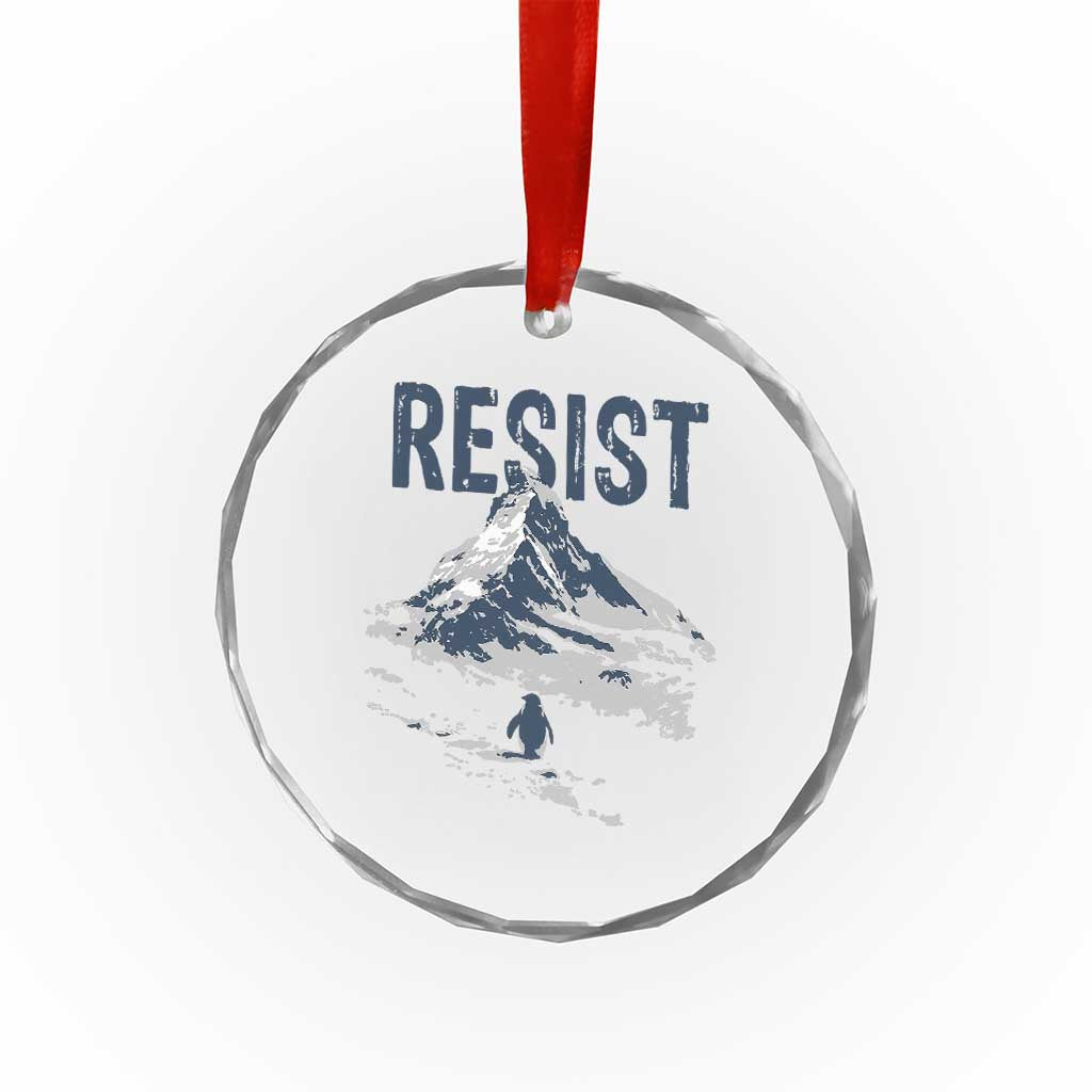 Funny Penguin Protest Crystal Glass Ornament Resist Penguin Mountain Hiking Meme TS14 Print Your Wear