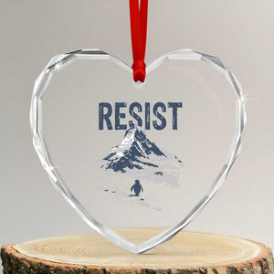 Funny Penguin Protest Heart Crystal Glass Ornament Resist Penguin Mountain Hiking Meme TS14 Transparent Glass 3'' Heart Print Your Wear