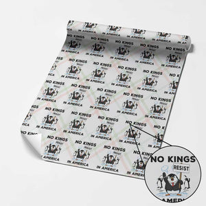Funny Penguin Protest Wrapping Paper Roll No Kings In America TS12 Christmas Plaid Print Your Wear
