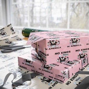 Funny Penguin Protest Wrapping Paper Roll No Kings In America TS12 Light Pink Print Your Wear