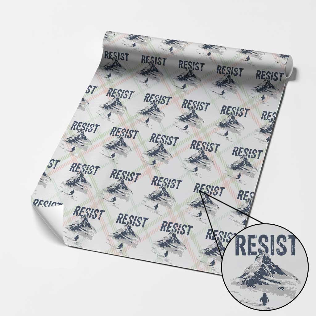 Funny Penguin Protest Wrapping Paper Roll Resist Penguin Mountain Hiking Meme TS14 Christmas Plaid Print Your Wear