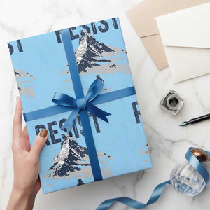 Funny Penguin Protest Wrapping Paper Roll Resist Penguin Mountain Hiking Meme TS14 Light Blue Print Your Wear