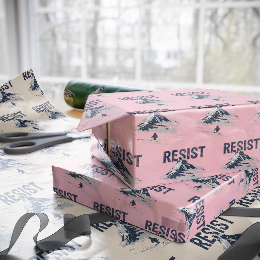 Funny Penguin Protest Wrapping Paper Roll Resist Penguin Mountain Hiking Meme TS14 Light Pink Print Your Wear