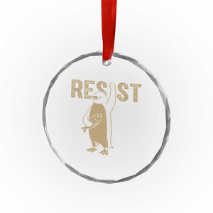 Funny Penguin Resist Crystal Glass Ornament Against Tariffs Activism Vintage - Print Your Wear