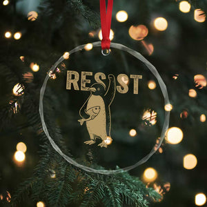 Funny Penguin Resist Crystal Glass Ornament Against Tariffs Activism Vintage - Print Your Wear