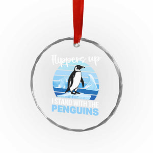 Funny Penguin Resist Crystal Glass Ornament Flippers Up I Stand With The Penguins - Print Your Wear
