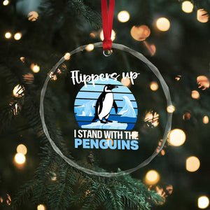 Funny Penguin Resist Crystal Glass Ornament Flippers Up I Stand With The Penguins TS02 Print Your Wear