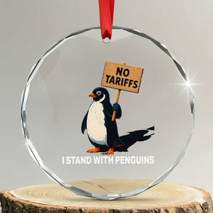 Funny Penguin Resist Crystal Glass Ornament No Tariffs I Stand With Penguins TS02 Print Your Wear