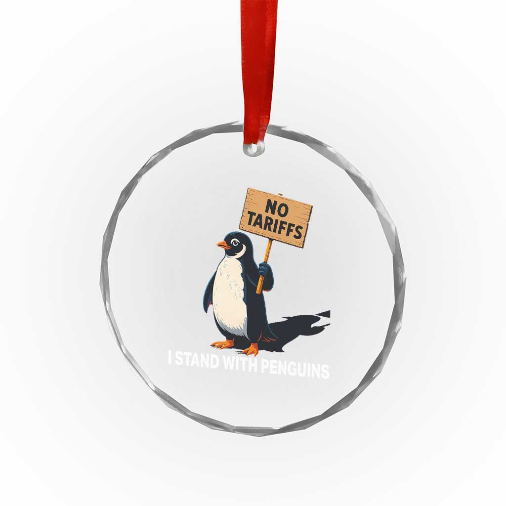Funny Penguin Resist Crystal Glass Ornament No Tariffs I Stand With Penguins TS02 Print Your Wear