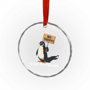 Funny Penguin Resist Crystal Glass Ornament No Tariffs I Stand With Penguins TS02 Print Your Wear