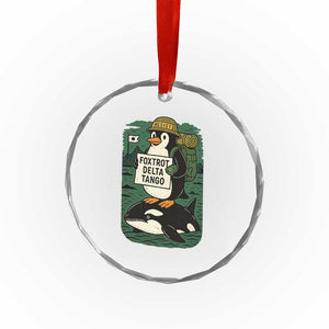 Funny Penguin Resist Crystal Glass Ornament No Tarriffs Activism Graphic TS02 Print Your Wear