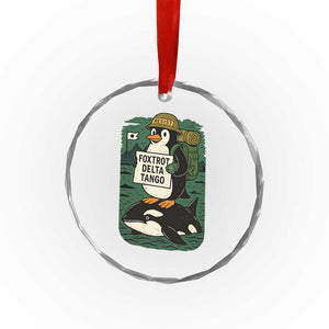 Funny Penguin Resist Crystal Glass Ornament No Tarriffs Activism Graphic - Print Your Wear