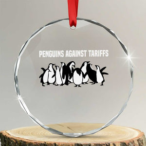 Funny Penguin Resist Crystal Glass Ornament Penguins Against Tariffs Sarcastic Saying Meme - Print Your Wear