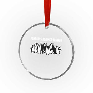 Funny Penguin Resist Crystal Glass Ornament Penguins Against Tariffs Sarcastic Saying Meme - Print Your Wear