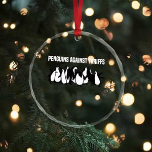Funny Penguin Resist Crystal Glass Ornament Penguins Against Tariffs Sarcastic Saying Meme - Print Your Wear