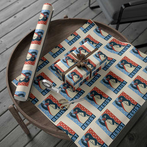 Funny Penguin Resist Graphic Wrapping Paper Roll Resist Protest Against Tariffs TS02 Beige Print Your Wear