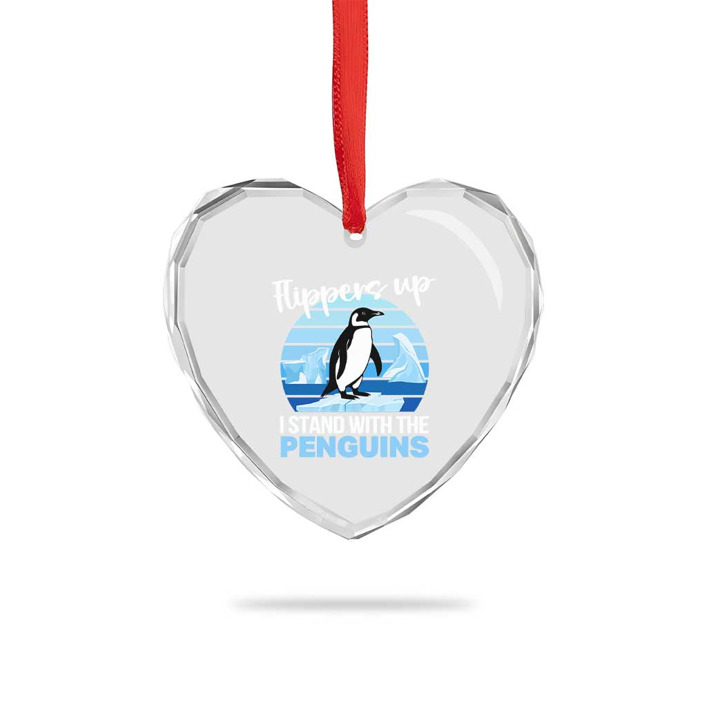 Funny Penguin Resist Heart Crystal Glass Ornament Flippers Up I Stand With The Penguins TS02 Print Your Wear