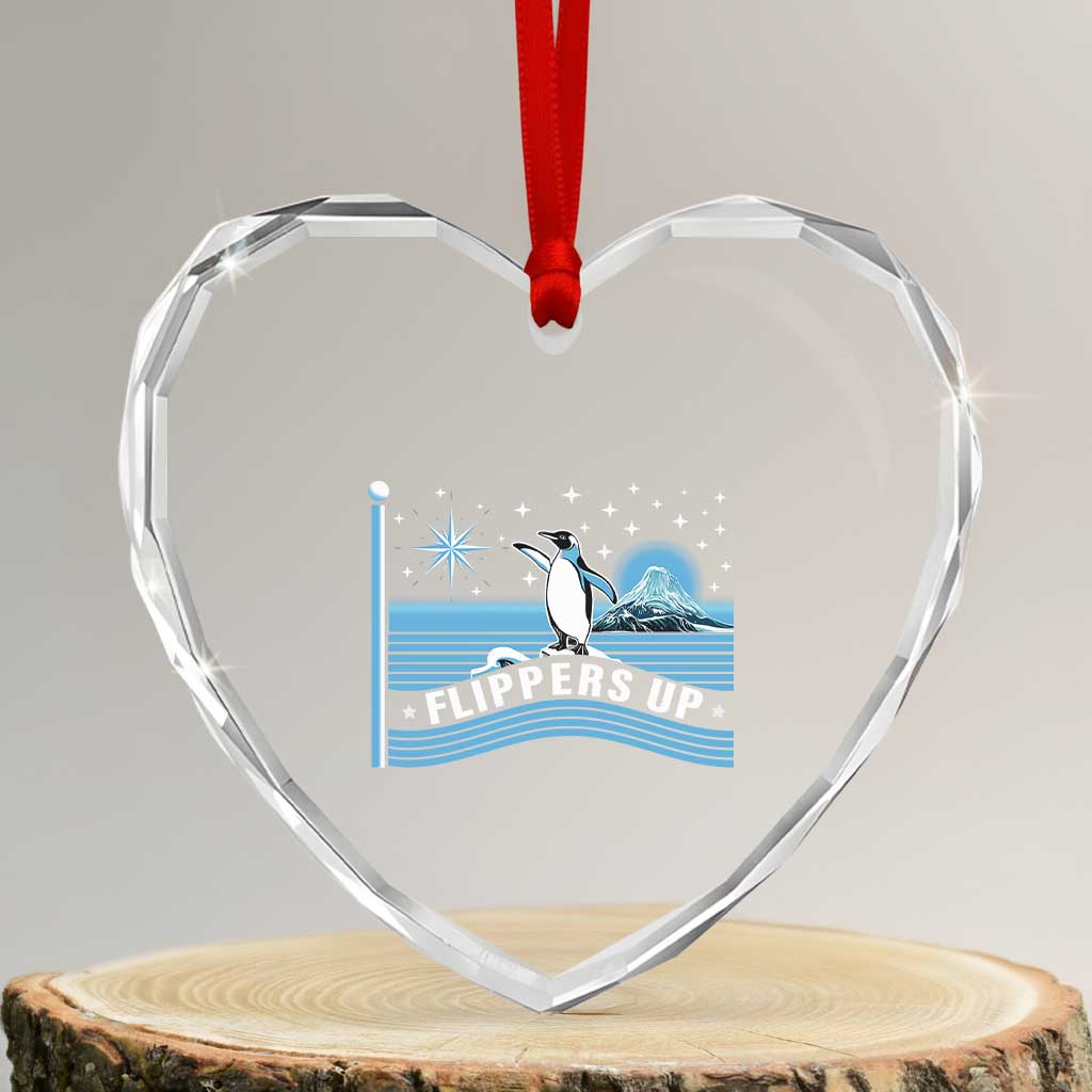 Funny Penguin Resist Heart Crystal Glass Ornament Heard Island Flippers Up I Stand With Penguins TS02 Transparent Glass 3'' Heart Print Your Wear