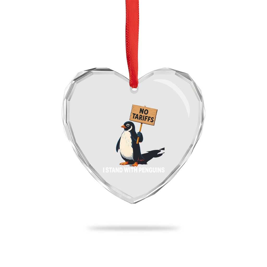Funny Penguin Resist Heart Crystal Glass Ornament No Tariffs I Stand With Penguins TS02 Print Your Wear