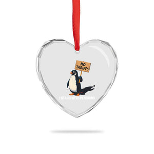 Funny Penguin Resist Heart Crystal Glass Ornament No Tariffs I Stand With Penguins TS02 Print Your Wear