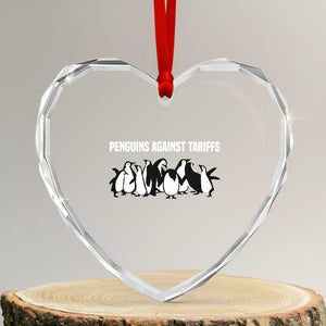 Funny Penguin Resist Heart Crystal Glass Ornament Penguins Against Tariffs Sarcastic Saying Meme TS02 Transparent Glass 3'' Heart Print Your Wear