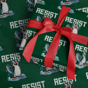 Funny Penguin Resist Wrapping Paper Roll Against Tariffs Protest TS02 Green Print Your Wear