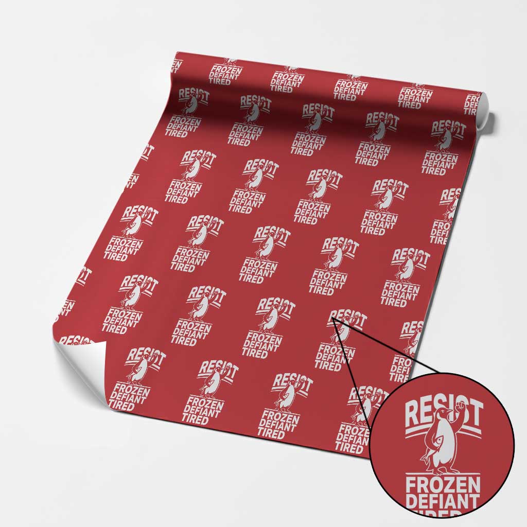 Funny Penguin Resist Wrapping Paper Roll Frozen Defiant Tired FDT Activism TS02 Red Print Your Wear