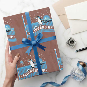 Funny Penguin Resist Wrapping Paper Roll Heard Island Flippers Up I Stand With Penguins TS02 Mocha Print Your Wear
