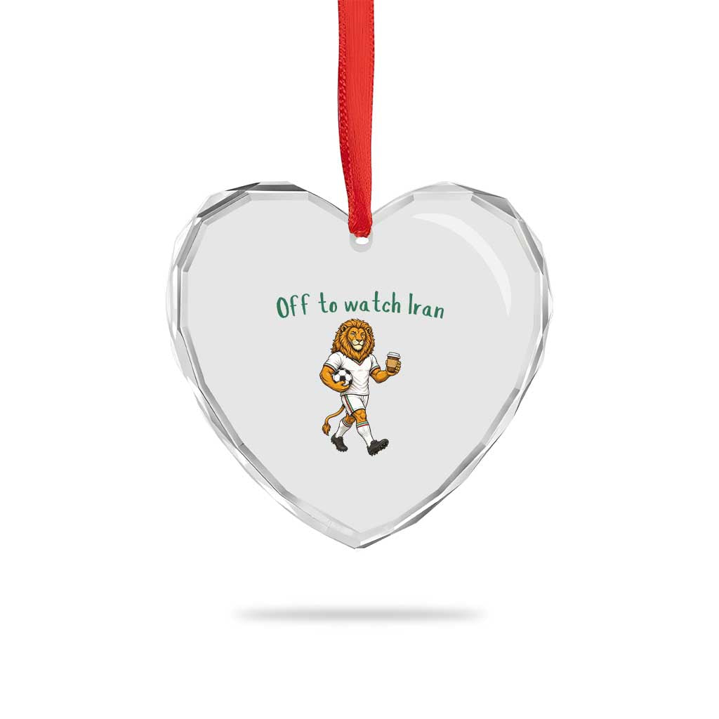 Funny Persian Lion Soccer Fan Gift Heart Crystal Glass Ornament Off To Watch Iran