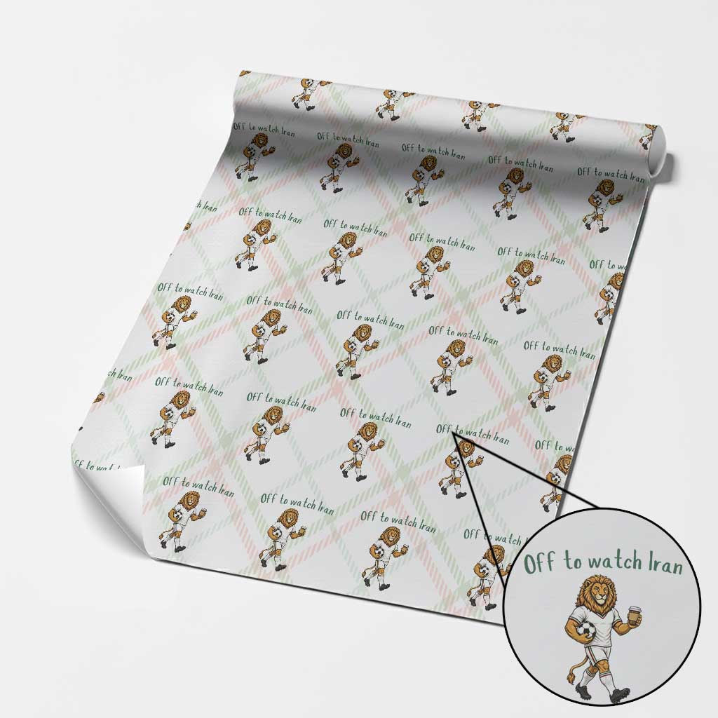 Funny Persian Lion Soccer Fan Gift Wrapping Paper Roll Off To Watch Iran