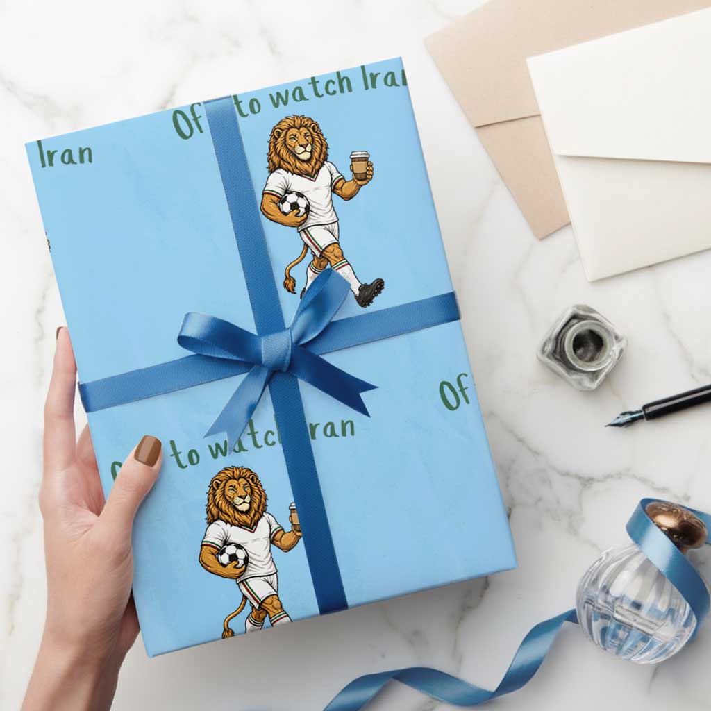 Funny Persian Lion Soccer Fan Gift Wrapping Paper Roll Off To Watch Iran