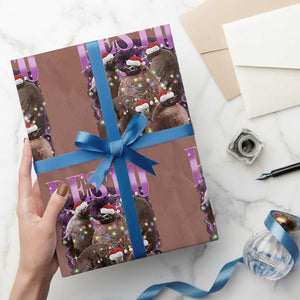 Funny Pesto The Penguin Christmas Wrapping Paper Roll TS11 Mocha Print Your Wear