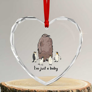 Funny Pesto The Penguin Heart Crystal Glass Ornament I'm Just A Baby Meme TS11 Transparent Glass 3'' Heart Print Your Wear