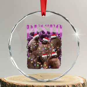 Funny Pesto The Penguin Xmas Crystal Glass Ornament TS11 Transparent Glass 3'' Circle Print Your Wear