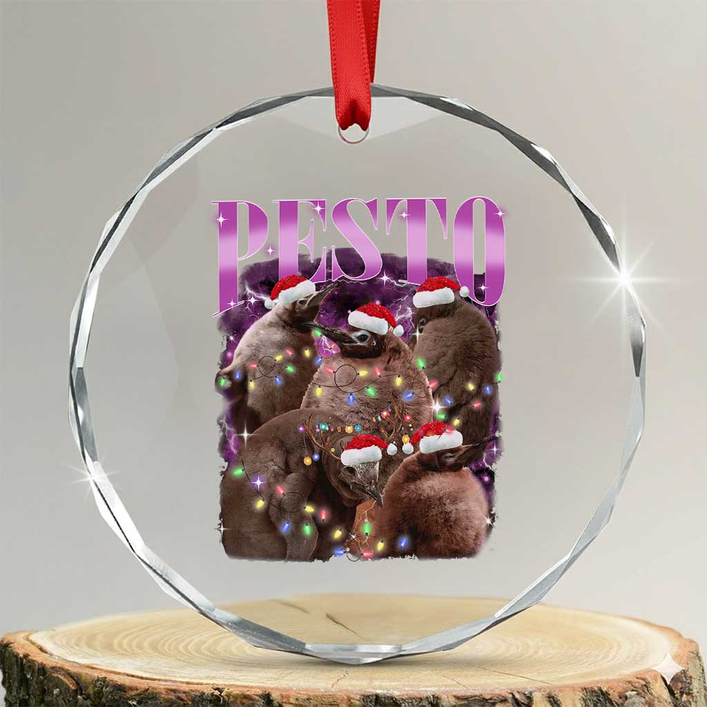 Funny Pesto The Penguin Xmas Crystal Glass Ornament TS11 Transparent Glass 3'' Circle Print Your Wear
