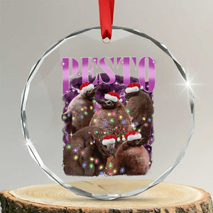 Funny Pesto The Penguin Xmas Crystal Glass Ornament TS11 Transparent Glass 3'' Circle Print Your Wear