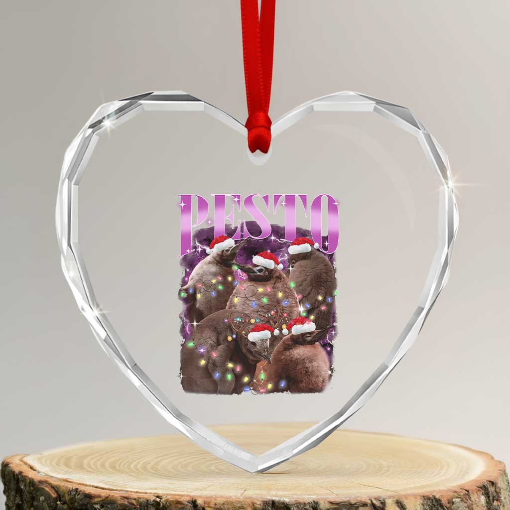 Funny Pesto The Penguin Xmas Heart Crystal Glass Ornament TS11 Transparent Glass 3'' Heart Print Your Wear