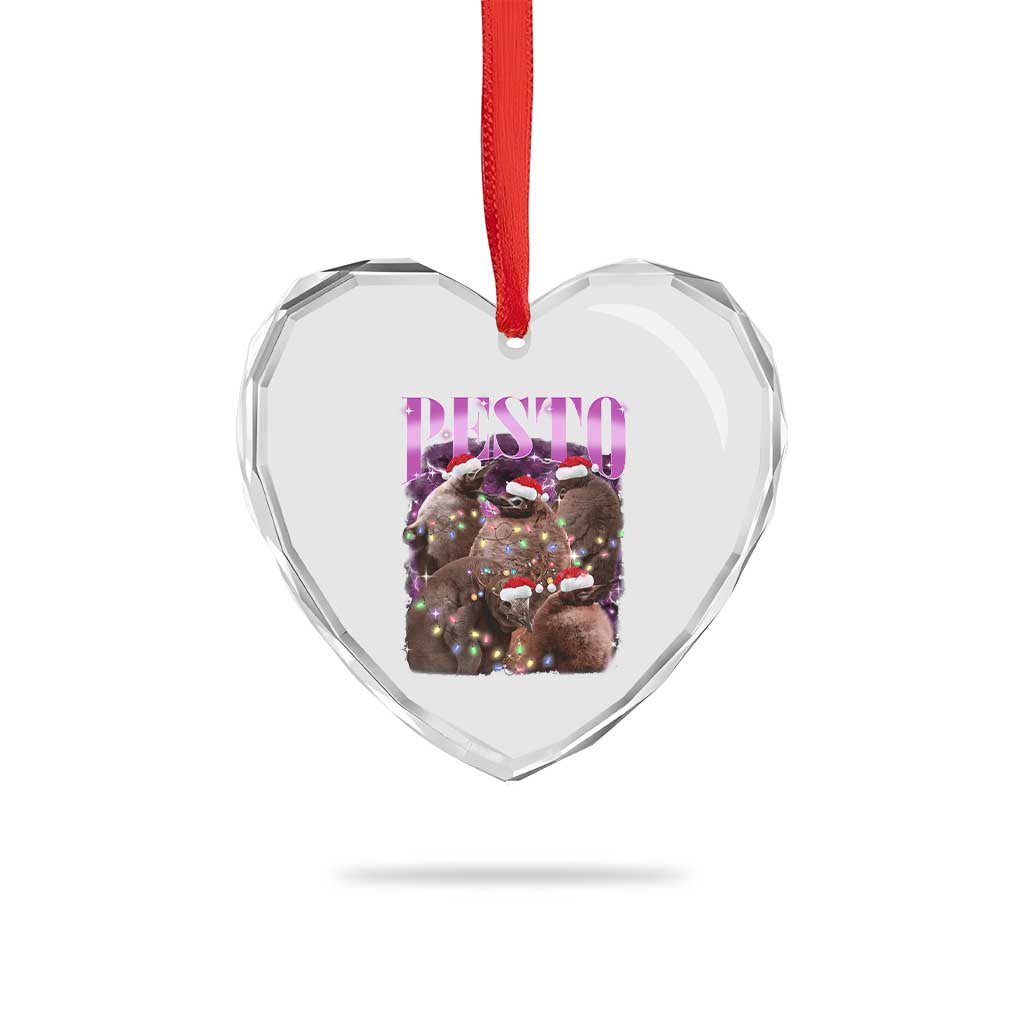 Funny Pesto The Penguin Xmas Heart Crystal Glass Ornament TS11 Print Your Wear
