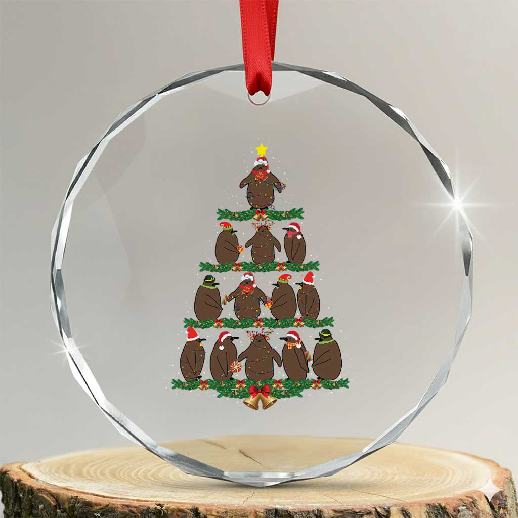 Funny Pesto Xmas Penguin Xmas Tree Crystal Glass Ornament TS11 Transparent Glass 3'' Circle Print Your Wear