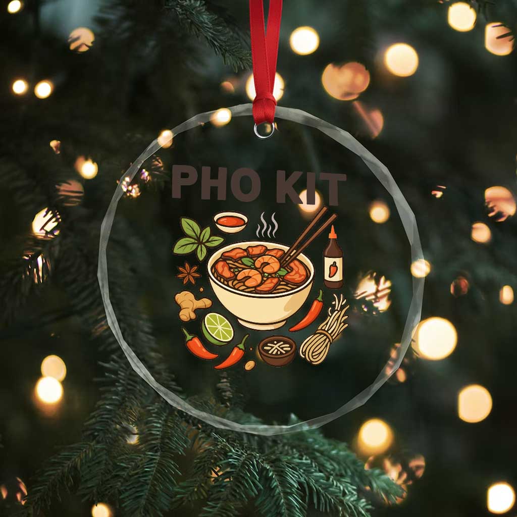 Funny Pho Kit Vietnamese Noodle Pun Crystal Glass Ornament Ramen Pho Lovers Hilarious Foodie Graphic TS02 Print Your Wear