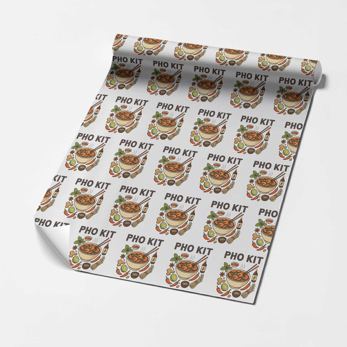 Funny Pho Kit Vietnamese Noodle Pun Wrapping Paper Roll Ramen Pho Lovers Hilarious Foodie Graphic TS02 White Print Your Wear