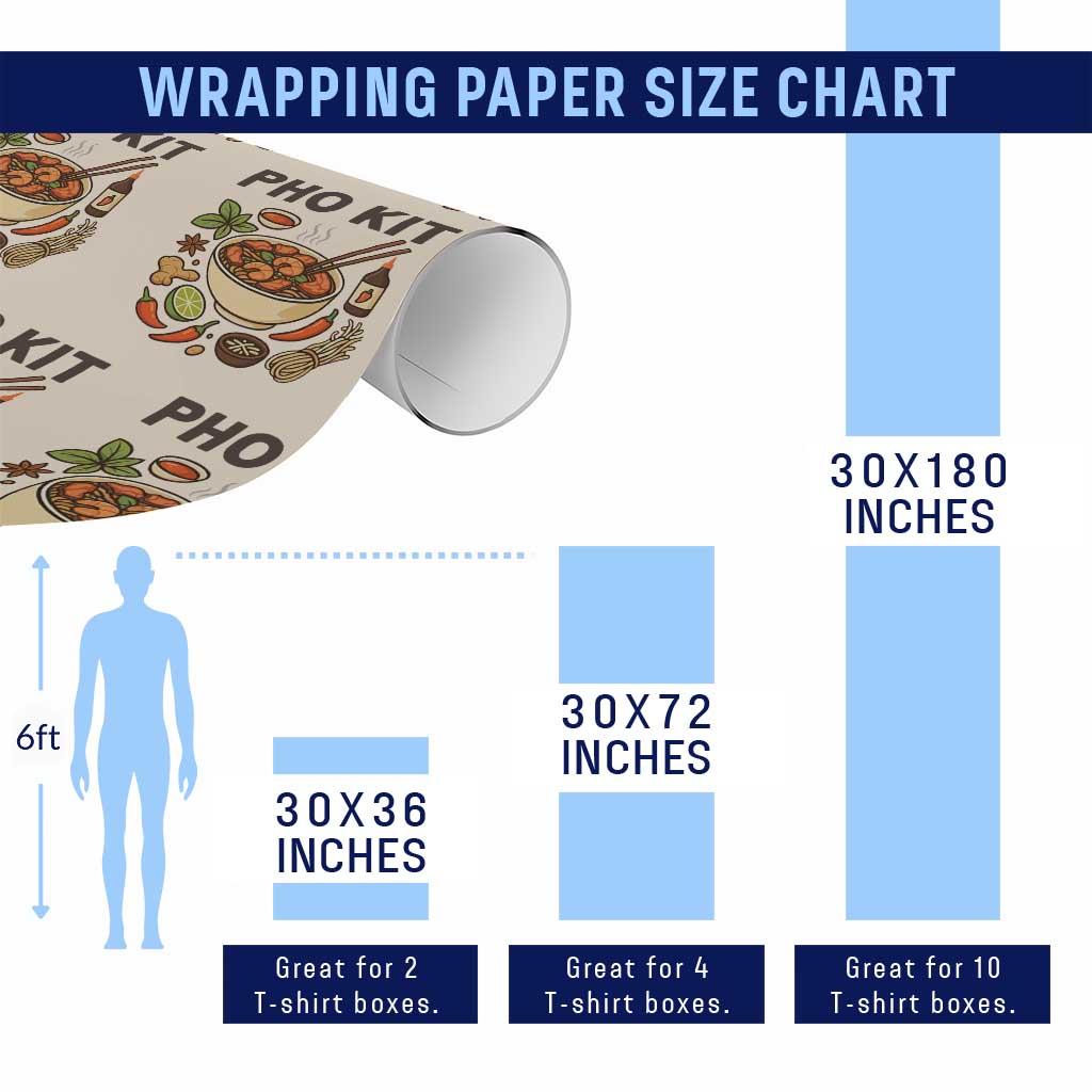 Funny Pho Kit Vietnamese Noodle Pun Wrapping Paper Roll Ramen Pho Lovers Hilarious Foodie Graphic TS02 Print Your Wear
