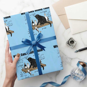 Funny Physics Cat Meme Wrapping Paper Roll What Cats Really Think TS12 Light Blue Print Your Wear