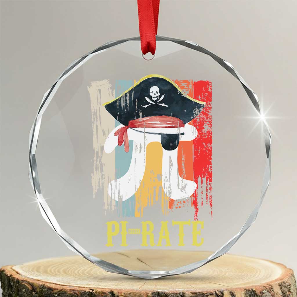 Funny Pi-rate Crystal Glass Ornament Pi Day Math Geek Pirate Lover TS02 Transparent Glass 3'' Circle Print Your Wear