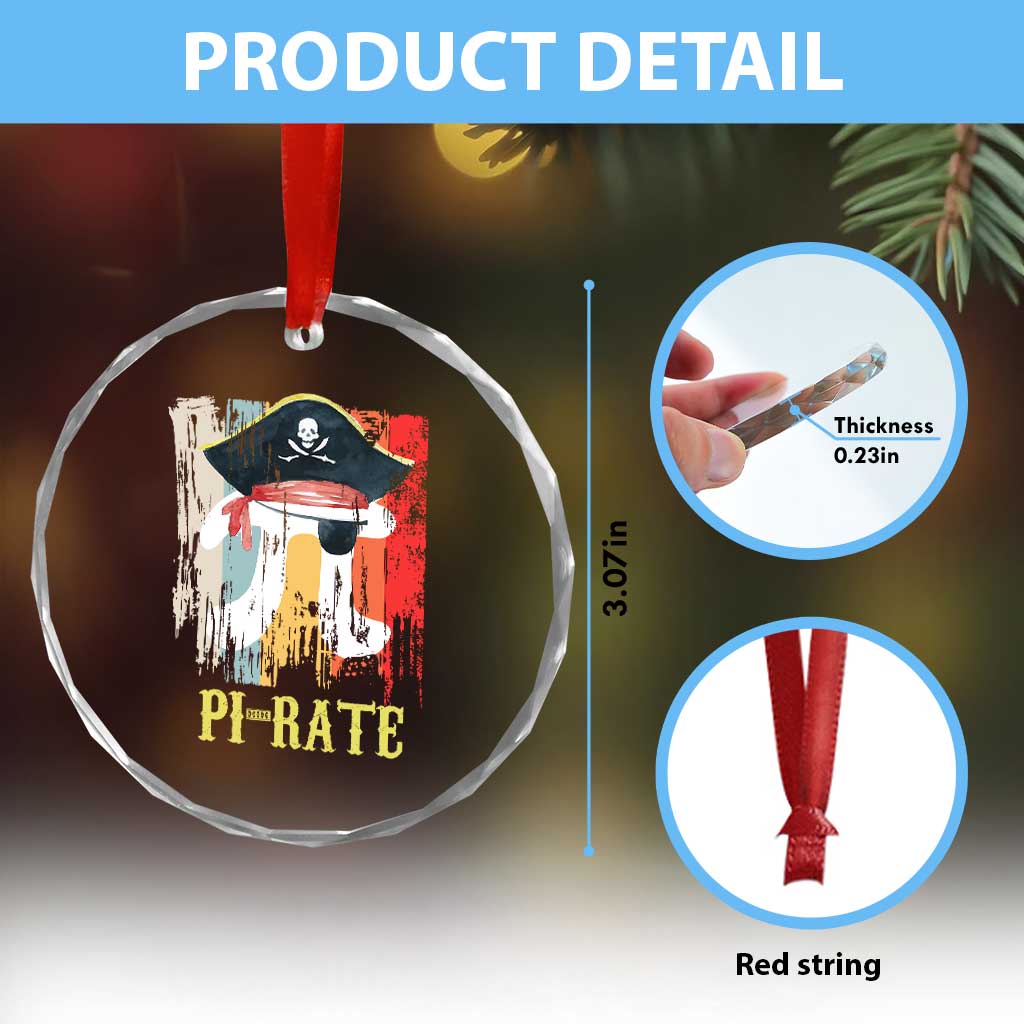 Funny Pi-rate Crystal Glass Ornament Pi Day Math Geek Pirate Lover TS02 Print Your Wear
