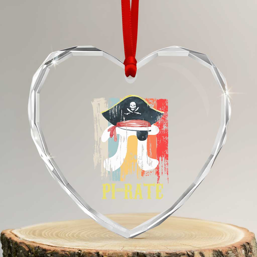Funny Pi-rate Heart Crystal Glass Ornament Pi Day Math Geek Pirate Lover TS02 Transparent Glass 3'' Heart Print Your Wear