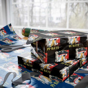 Funny Pi-rate Wrapping Paper Roll Pi Day Math Geek Pirate Lover TS02 Black Print Your Wear
