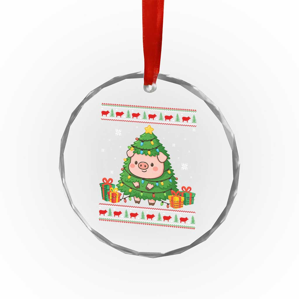 Funny Pig Christmas Tree Ugly Sweater Crystal Glass Ornament Farm Animal Gift TS12 Print Your Wear