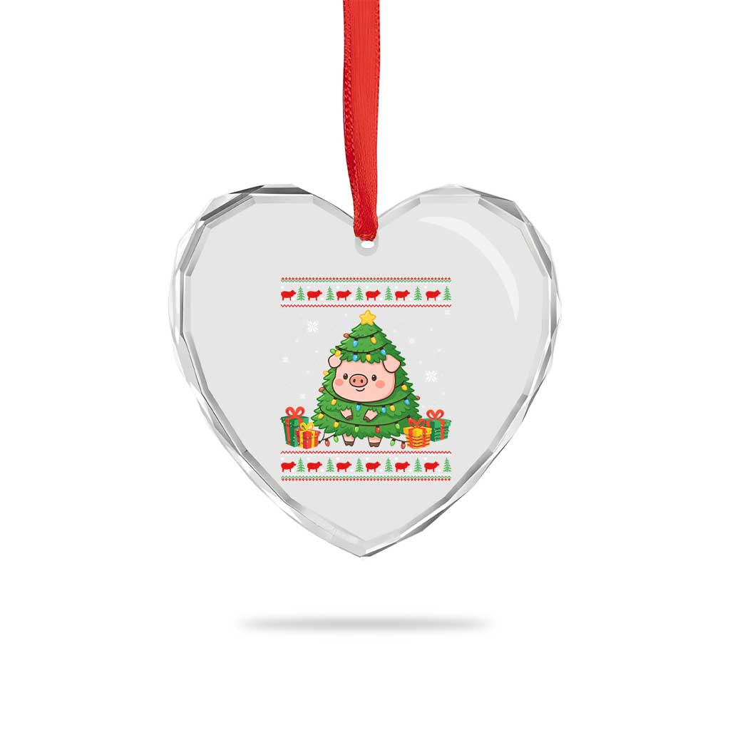 Funny Pig Christmas Tree Ugly Sweater Heart Crystal Glass Ornament Farm Animal Gift TS12 Print Your Wear